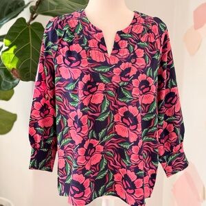 Floral Pink and Green Women's Top
